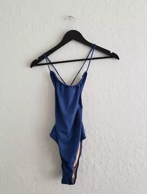 J Crew Playa Rockaway Ruched Blue Strappy One Piece Swimsuit NWT • $25