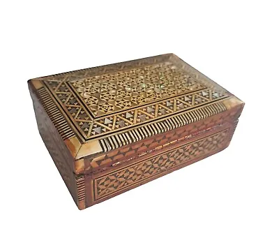 Vintage Inlay Trinket Box Onnig Of Cairo Egypt Jewellers Wood Bone Shell • $25