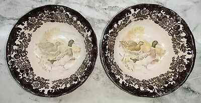 2 X Bowls Royal Worcester Palissy Mallard Game Series England 16cm Across Old  • £7.50