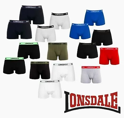 2 Pack Mens Lonsdale Trunks Boxer Underwear Sizes S M L XL XXL XXXL XXXXL • £14.95
