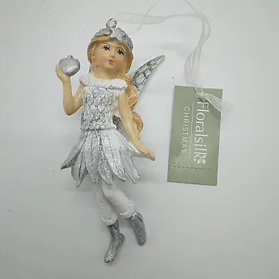 Floralsilk Fairy Holding Silver Heart Christmas Tree Decoration - NWT Unboxed • £3.50