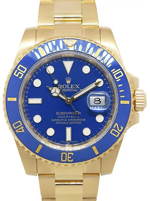 $46888 • Buy Rolex Submariner 18k Yellow Gold Blue Ceramic Watch Box/Papers '08 116618LB