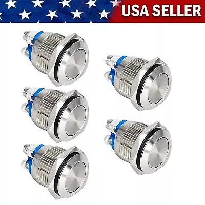 5 PCS 12mm Metal Boat Horn Momentary Push Button Stainless Steel Starter Switch • $10.95