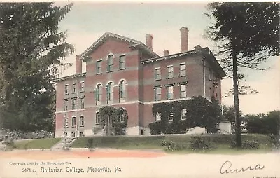 Postcard - Meadville Pennsylvania Unitarian College Handcolored - C. 1905 • $3.11