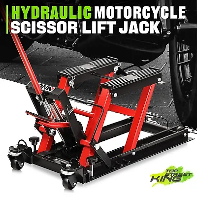 Hydraulic Motorcycle Dirt Bike ATV Scissor Lift Jack Hoist Stand 1500lb Capacity • $139.99