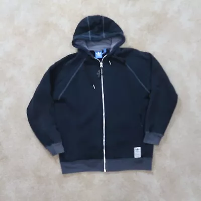 Adidas Hoodie Men's Large Black Hooded Sweatshirt Full Zip • $16.99