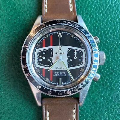 Vintage Le Jour Rally  Mario Andretti  Chronograph Valjoux 7733 Stainless Steel • $3000