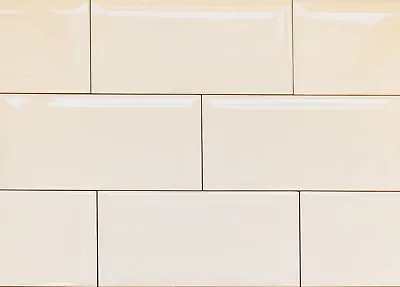 £1.50 • Buy HALF CUT SAMPLE Victorian Bevel Brick Cream Ceramic Wall Tiles Gloss