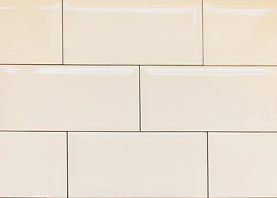 £1.50 • Buy HALF CUT SAMPLE Victorian Bevel Brick Cream Ceramic Wall Tiles Gloss