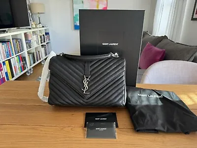 Brand New Saint Laurent YSL Lage College Bag Gunmetal Hardware With Box • £1750