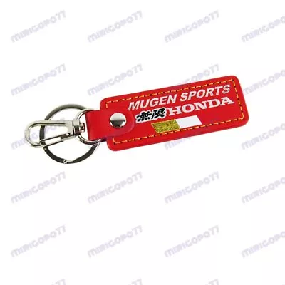 For MUGEN POWER SPORT Rectangle RED Leather Key Fob Keyring Keychain Tag Lanyard • $10.58