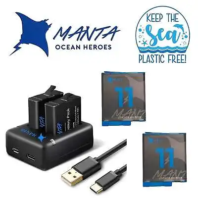 GoPro HERO11 Battery (1800mAh) Dual Charger MANTA Kit Set For Go Pro Hero 11 • $75.95