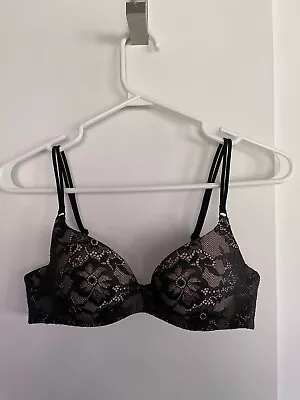 Victoria’s Secret Angels Secret Embrace Black Nude Lace Underwire Size 34A • $14.99