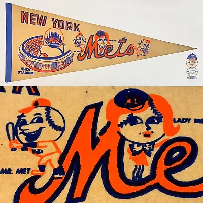 1960s New York Mets Metropolitan Vintage Pennant MLB Baseball NY Metro 12x29 • $49.95