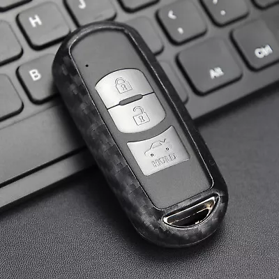 $15.55 • Buy Silicone Carbon Fiber Look Car Remote Key Case Cover For Mazda 2 3 6 CX3 CX5 CX9