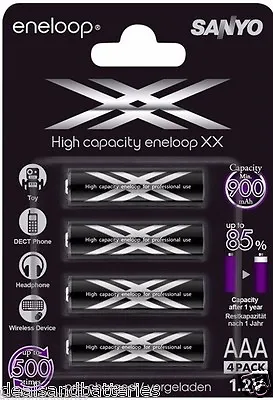 Sanyo Eneloop XX 950mAh AAA LSD Precharge NiMH Rechargeable Battery HR-4UWXB 4pc • $14.35