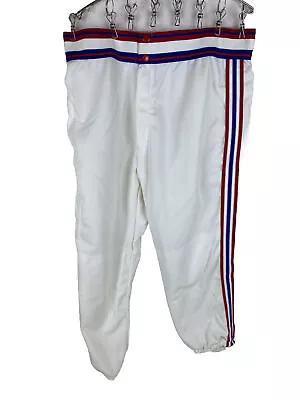 Vintage Baseball Pants XL Majestic White Red Blue Stripes Deadstock 70s USA • $29.96