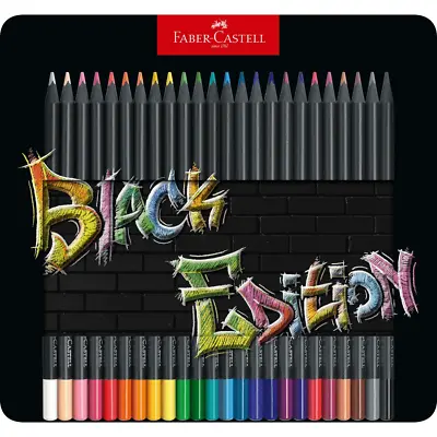 NEW 24x Faber-Castell Black Edition Colour Pencils Tin Pack Set • $25.66