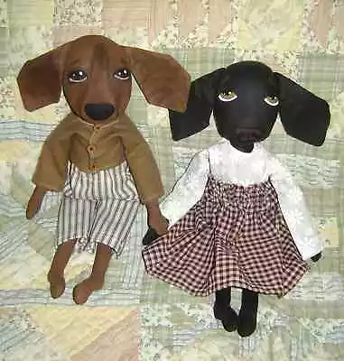 Cloth Doll Pattern Dachshund Dog Folk Art Doll Primitive Doll • $9.95