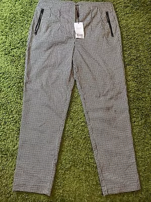 WOMENS NEXT TAILORING UK 14 BLACK N WHITE CHECKERED SMART CROPPED TROUSERS • £25