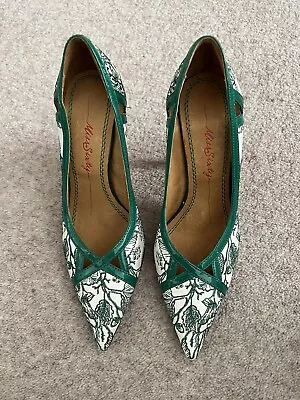 Miss Sixty Cream Shoes With Green Pattern Stitching Size 37 • £15