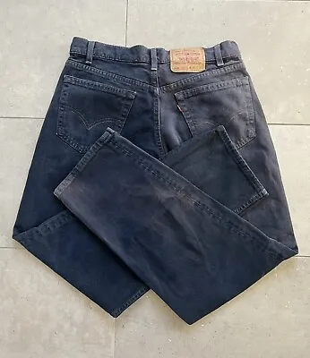 Vintage 90s 555 Levis Relaxed Straight Navy Dyed Wash Made In USA Jeans 34x30 • $39.97