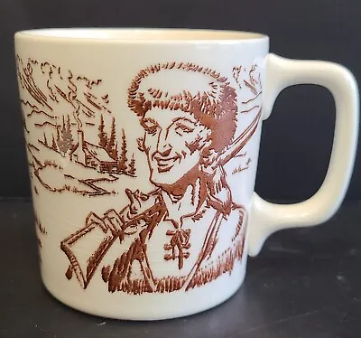 Davy Crockett Coffee Tea Cup Mug Illustrated Ceramic Brown Oxford China Vintage • $29.95