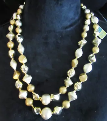 Vintage Coro Gold Tone Ball Beaded  Multi Strand Necklace  20-22   Adjustable • $17.95