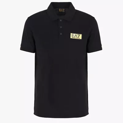 EA7 Emporio Armani Gold Label Pima Cotton Polo Shirt - Black • £94.95