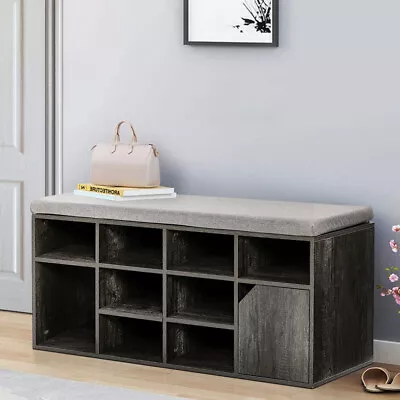 Wooden Shoe Bench Shoe Rack Shoe Storage Cabinets With Seat Cushion For Hallway • £39.95