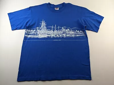 Vintage Lahaina Maui Hawaii XL Royal Blue Graphic Power T Shirt Single Stitch R • $24