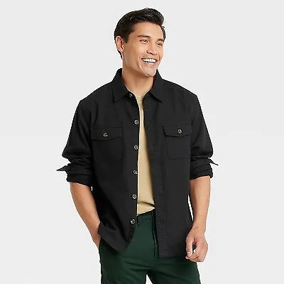 Men's Long Sleeve Collared Button-Down Shirt - Goodfellow & Co Black XL • $11.99