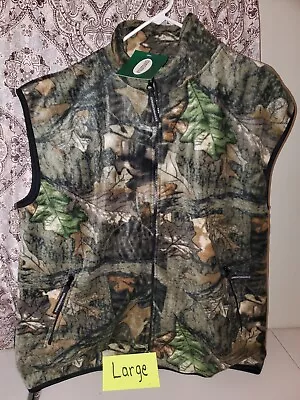 Foresterware Fleece Vest Mens Large Full Zip  Camo Green Zip Pockets NEW LARGE • $14.99