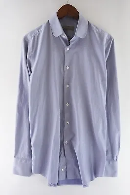Canali 1934 Size 40-15 3/4 Blue Polka Dot Dress Shirt Long Sleeve Cotton Men. • $31.06