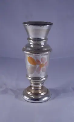 Antique Mercury Glass Vase Gold & Silver With Floral Design • $55