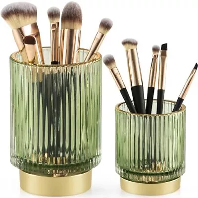 Makeup Brush Holder 2 Pack Glass Cosmetic Makeup Brush Organizer Storage Organiz • $28.31