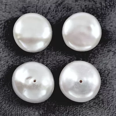 White Coin Freshwater Pearls Half-drilled Flat Disc For Earring Studs Making • £8.69