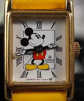 Lorus By Seiko Disney Mickey Mouse Tank Watch V810-5000 1300 16mm X 15mm Vintage • $79.99