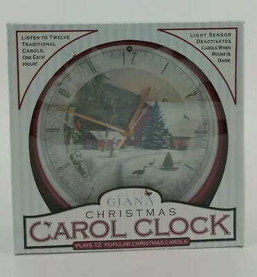 NEW Alan Giana Christmas Carol Clock Play 12 Carols Hourly Deactivates When Dark • $15