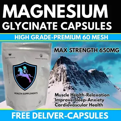 Magnesium Glycinate 120 Capsules High Strength 650mg Muscle Bone Supplement • £8.95