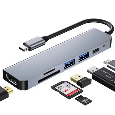 USB-C 6 In 1 Hub Type C To USB Multiport 4K HDMI Adapter For Macbook Pro & Air • $24.99