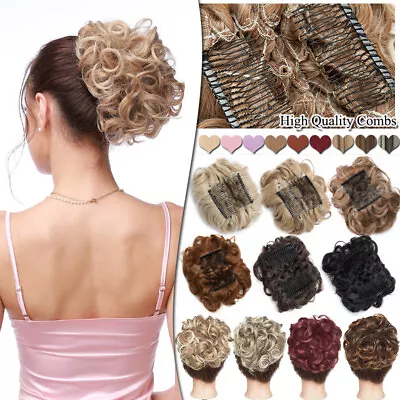 Wedding Combs Messy Bun Chignon Updo Clip In Hair Peice Extension For Lady Women • £12.25