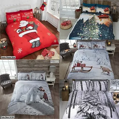 £17.95 • Buy Christmas Duvet Cover Set Xmas Design Bedding Double King Duvet Cover Set
