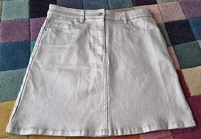 Next Metallic Silver Denim Mini Skirt Size 10 New With Tags NWT • £9