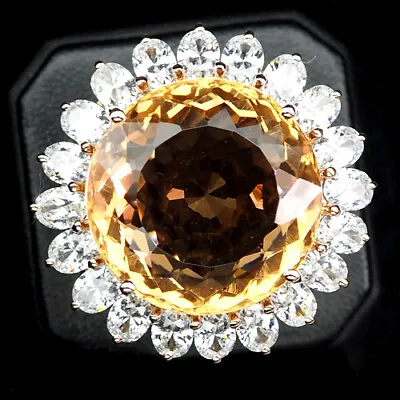 Exquisite Yellow Cognac Morganite 925 Sterling Silver Handmade Engagement Rings • $49.99