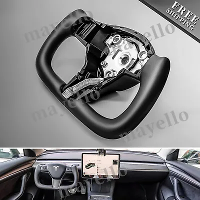 For Tesla Model 3/Y 2017-2023 Yoke Steering Wheel Nappa W/ Heated Personalized • $149.99