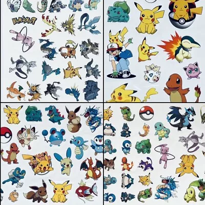 Pokemon Temporary Tattoos - 4 Sheets (Over 100 Pcs) Party Favors Kids Birthday • $11.76