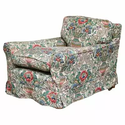 Antique Victorian Circa 1900 Club Armchair With Chintz Embroidered Upholstery • $3514.48