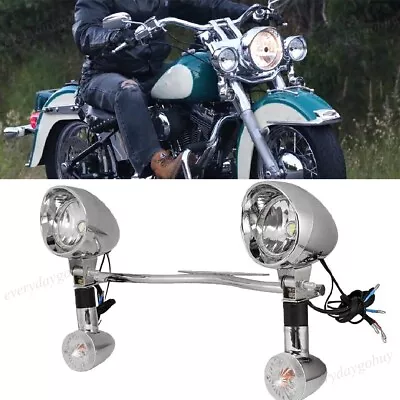 Motorcycle Driving Passing Turn Signal Spot Fog Lights Bar For Harley Honda US • $77.05
