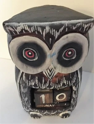 £6 • Buy Shabby Chic Standing Owl Perpetual Calendar Wooden (Hand Carved)